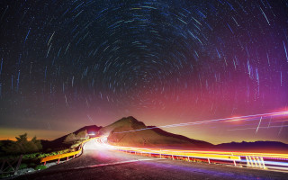 Long exposure road mountain star 2 - astrophotography free wallpaper