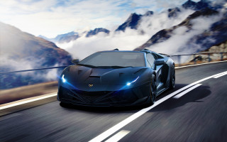 Black sports car mountains clouds 3 - the sky above free wallpaper