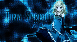 Girl gun blue background repeated - sots art free wallpaper
