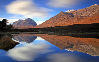 Mountain lake clouds trees nature - a sky free wallpaper