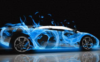 Blue flames car reflective dark - a reflective surface free wallpaper