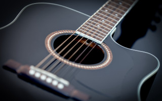 Black guitar 3d grunge blurry - a black guitar free wallpaper