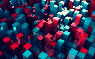 Colorful abstract squares red blue - c4d free wallpaper