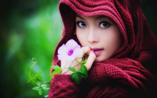 Woman red scarf flower fashion - a picture free wallpaper