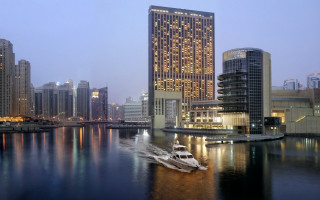 Boat city night lights river - david chipperfield free wallpaper