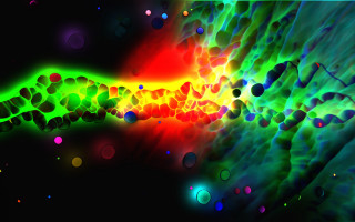 Colorful abstract bubbles space mandelbrot - a blue border free wallpaper