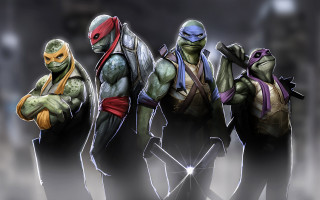 Teenage mutant ninjas lineup glowing - drew struzan free wallpaper