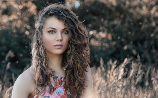 Woman longhair field tallgrass naturalism - the background and bushes free wallpaper