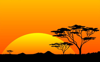 Sunset silhouette mountain trees yellow - a sunset free wallpaper