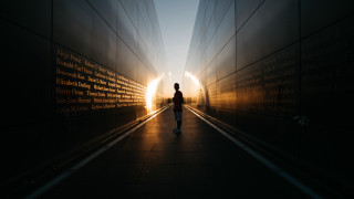 Tunnel walkway light wall reflection - the end of it free wallpaper