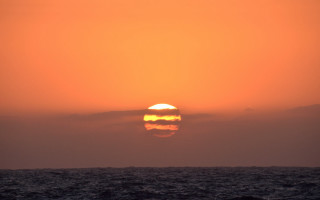 Sunset ocean boat bird sky - a sunset over the ocean free wallpaper
