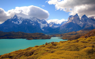 Mountain lake snowcapped peaks beautiful - peak free wallpaper