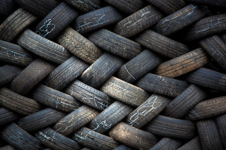 Old tires white writing black - a pile free wallpaper