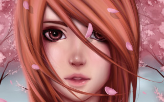 Pink flower girl digital painting - digital free wallpaper for desktop