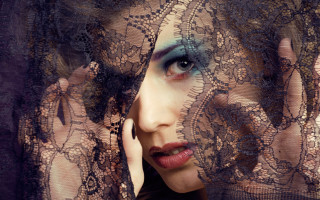 Woman veil hand curtain gothic - sheer free wallpaper
