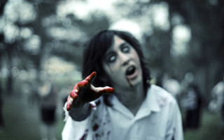 Bloodied woman park creepy shock - in the air free wallpaper