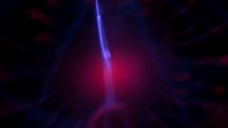 Red blue hologram pole girl - thin free wallpaper