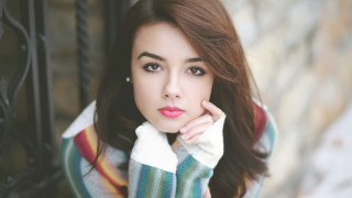 Woman scarf hand chin portrait - a scarf free wallpaper