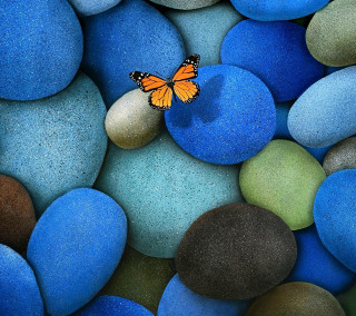 Butterfly rock blue green pebbles 8 - a rock free wallpaper