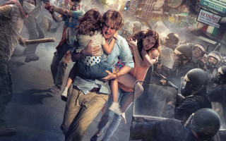 City crowd man carrying child - david macaulay free wallpaper