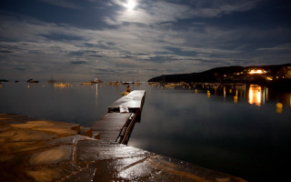 Dock full moon waterboats city - bascove free wallpaper