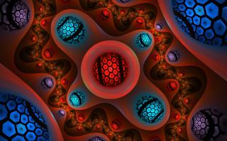Red blue psychedelic fractals fence - smaller free wallpaper
