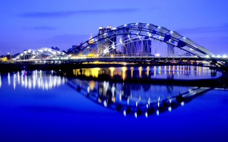 Night city bridge reflection skyline - a bridge free wallpaper