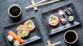 Sushi plate chopsticks coffee still - asai chū free wallpaper