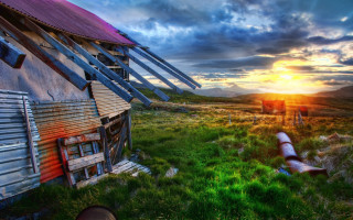 House red roof sunset ecological - apocalyptic free wallpaper