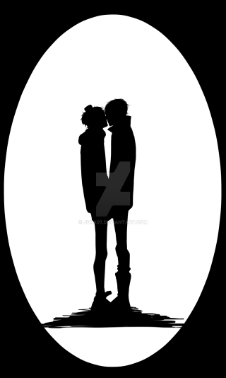 Couple silhouette white circle black - bálint kiss free wallpaper