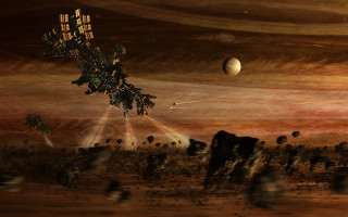 Space station desert planet star - planet free wallpaper