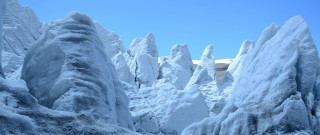 Snow rocks trees ice mountain - ice free wallpaper