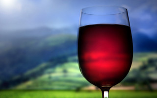 Wine glass outdoor mountain field - outside free wallpaper
