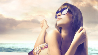 Woman beach bikini sunset cloudy - cloudy free wallpaper