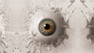 Blue eye water droplets bubbles - a black center free wallpaper