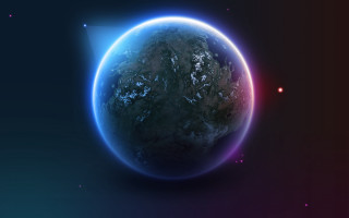 Blue purple planet moon star - planet free wallpaper