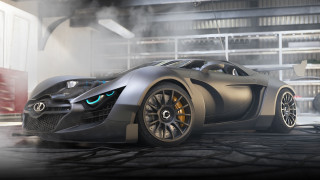 Futuristic car glowing eyes garage - eye free wallpaper for desktop