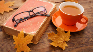 Book glasses coffee autumn leaves - a book free wallpaper