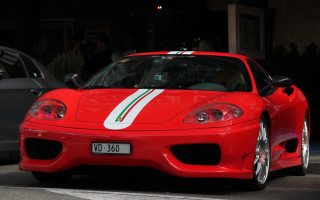 Red sports car white hood 2 - anamorphic free wallpaper