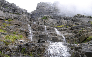 Waterfall rocky nature matte painting - a rocky area free wallpaper