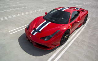 Red sports car white blue - a parking lot free wallpaper