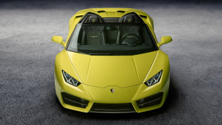 Yellow sports car top open - the hood open free wallpaper