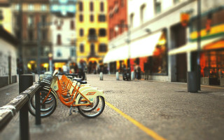 Orange bicycles florence engelbach city - a sidewalk free wallpaper