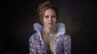 Woman brown dress floral portrait - a brown dress free wallpaper