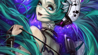 Blue hair woman knife star - blue hair holding free wallpaper