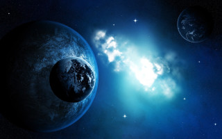 Blue planet sun stars space - a blue planet free wallpaper