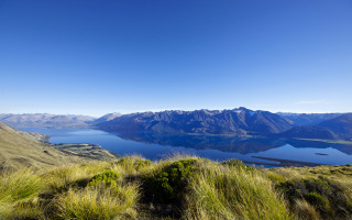 Lake mountains hilltop country side - a view of a lake and mountains free wallpaper