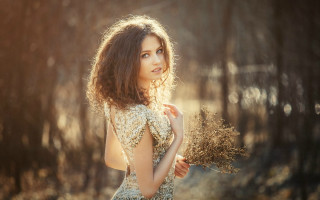 Woman dress flowers forest sunlight - sunlight free wallpaper