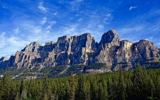 Mountain forest sky clouds castle - a forest below free wallpaper
