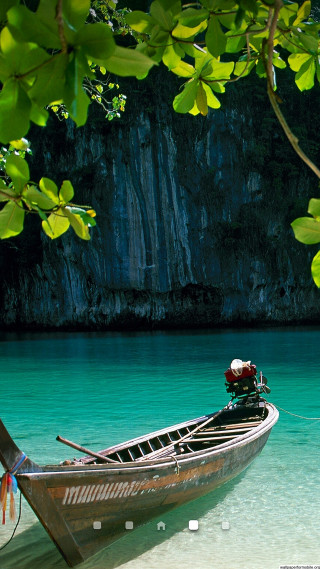 Boat beach water tree hanging - a boat free wallpaper